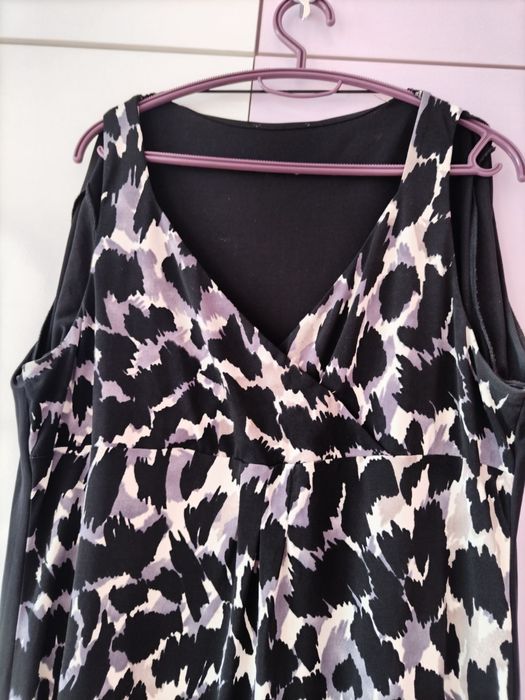 Модерна рокля тигрово и лилаво с болеро