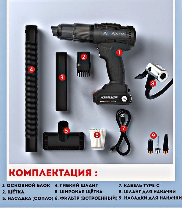автопылесос и насос для шин