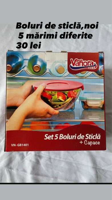 Set de 5 boluri din sticla