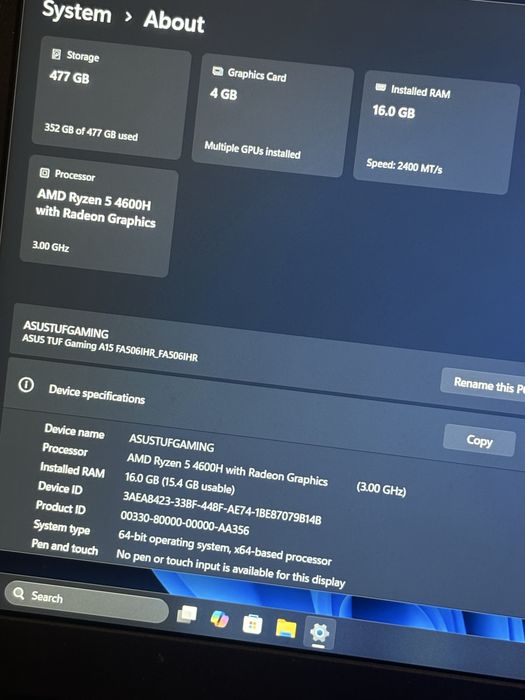 Asus Tuf Gaming 16 GB Ram GTX 1650 curatat! CU ACCESORI!