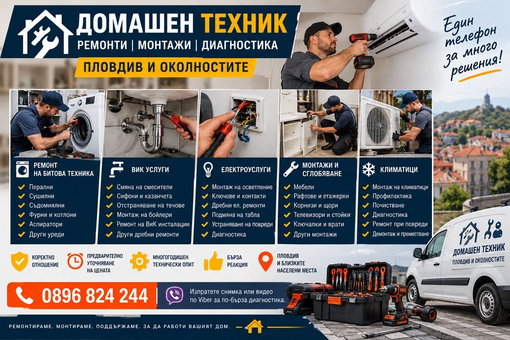 Майстор за всичко в Пловдив – ВиК, електро, климатици и ремонти
