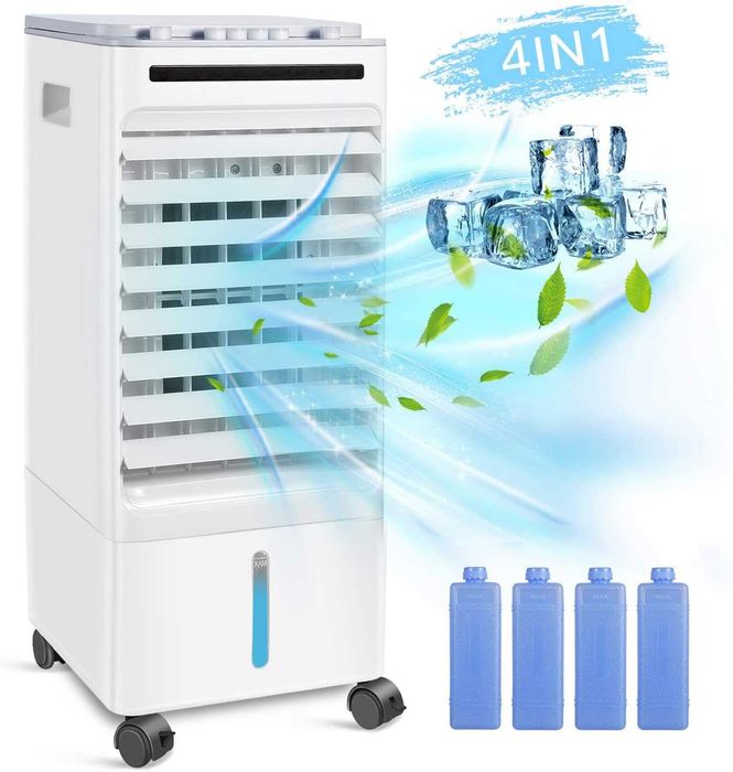 Racitor Aer Portabil SONBION 4 in 1 Ventilator Umidificator Purificator Rezervor 5L 3 Viteze Silentios 50dB Clima Mobila Casa Birou 4 Pastile Gheata