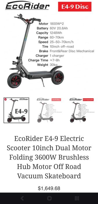 Trotineta ecorider 3600w dual motor