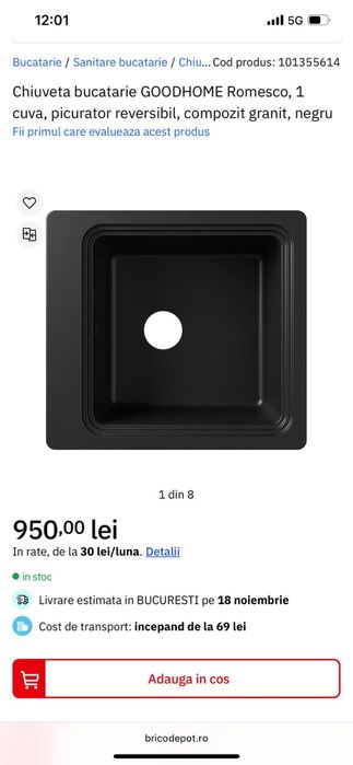 Chiuveta bucutarie GOODHOME