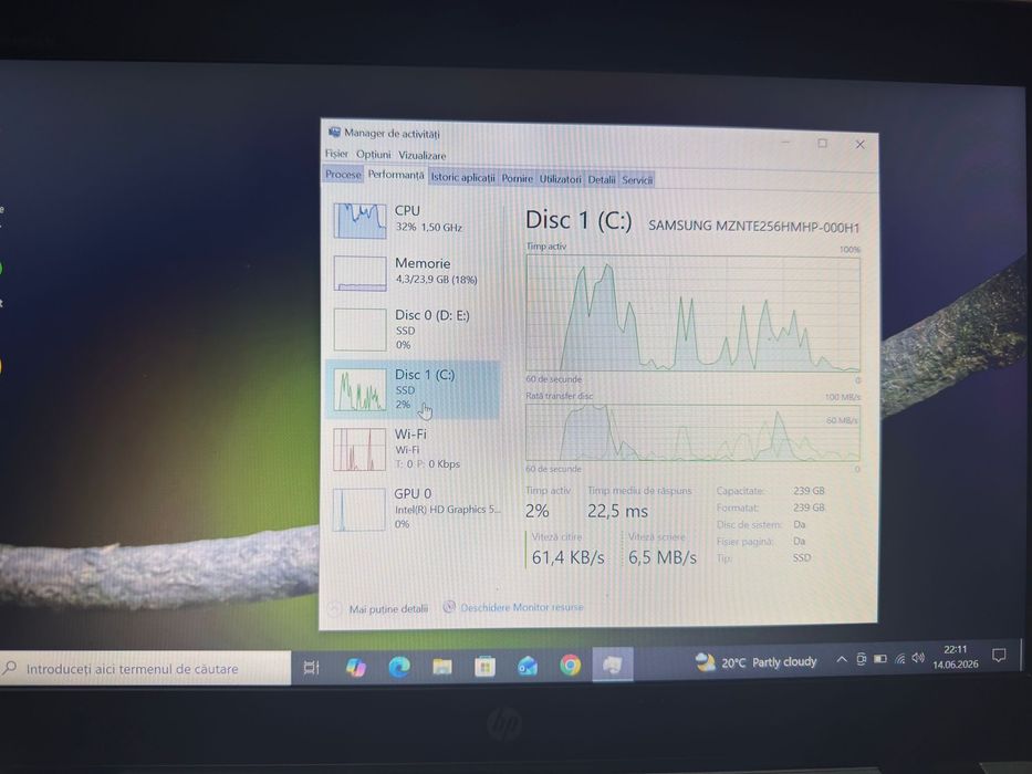 Laptop HP – 24 GB RAM, SSD-uri Samsung + Adata, Windows 10 Pro + Office