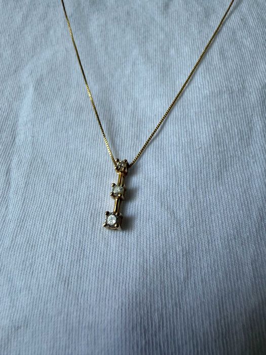 Золотая цепочка и подвеска 14k с натуральными бриллиантами