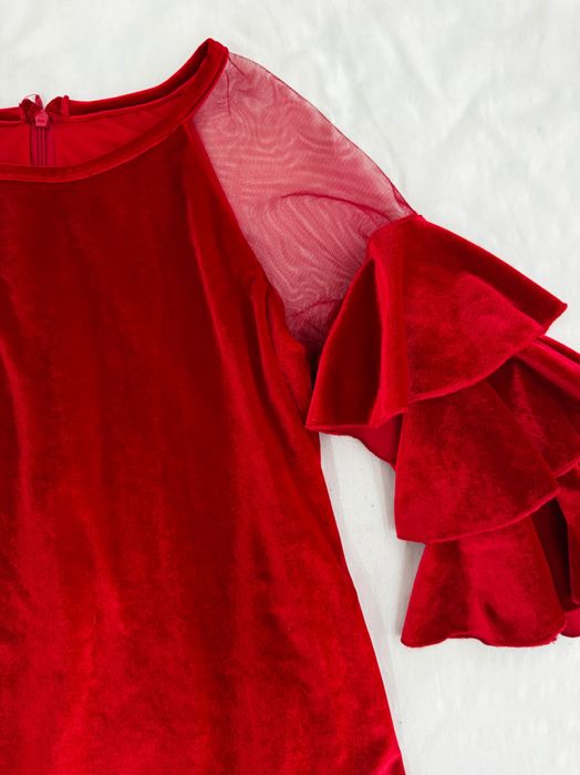 Платье нарядное для девочки, красный бархат