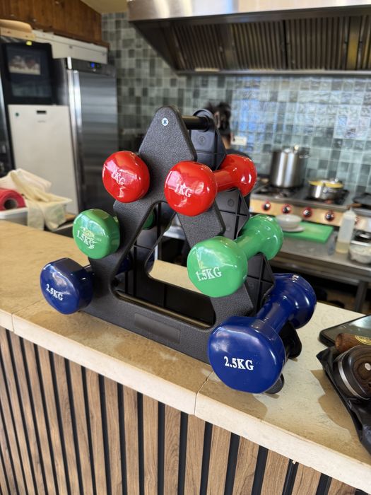 Set gantere+Suport 2x2,5 kg+2x1,5 kg+2x1 kg pret 150 lei