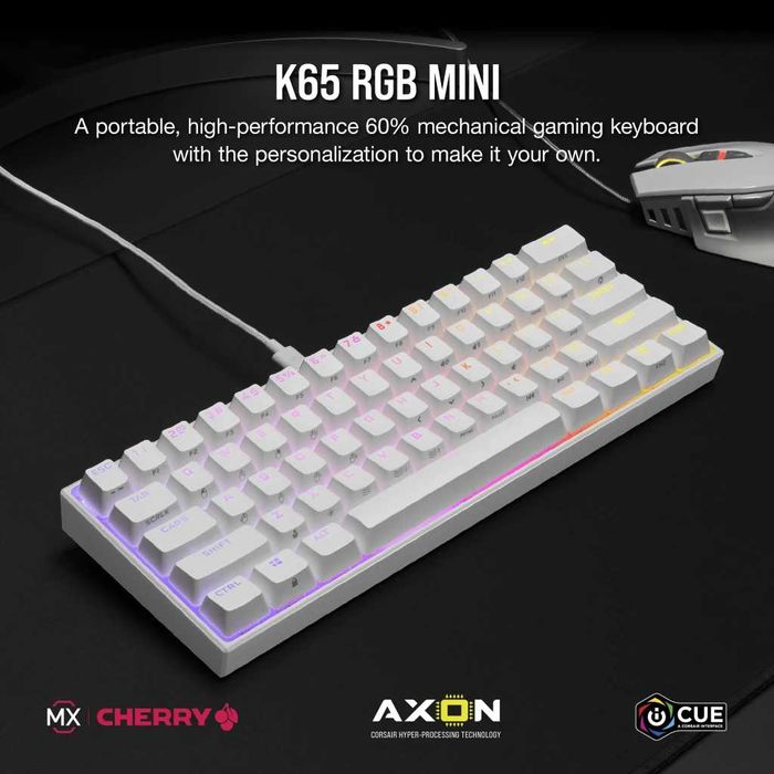 Tastatura NOUA Corsair K65 RGB MINI White/Alba Cherry MX Red