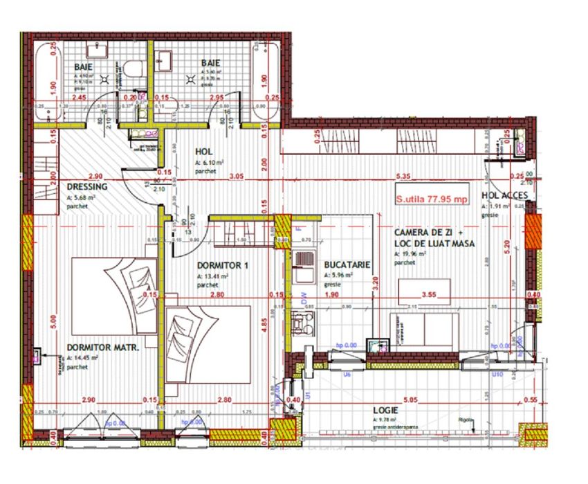 Apartament 3 camere, 2 bai, 2 logii 14 mp , lift in Floresti