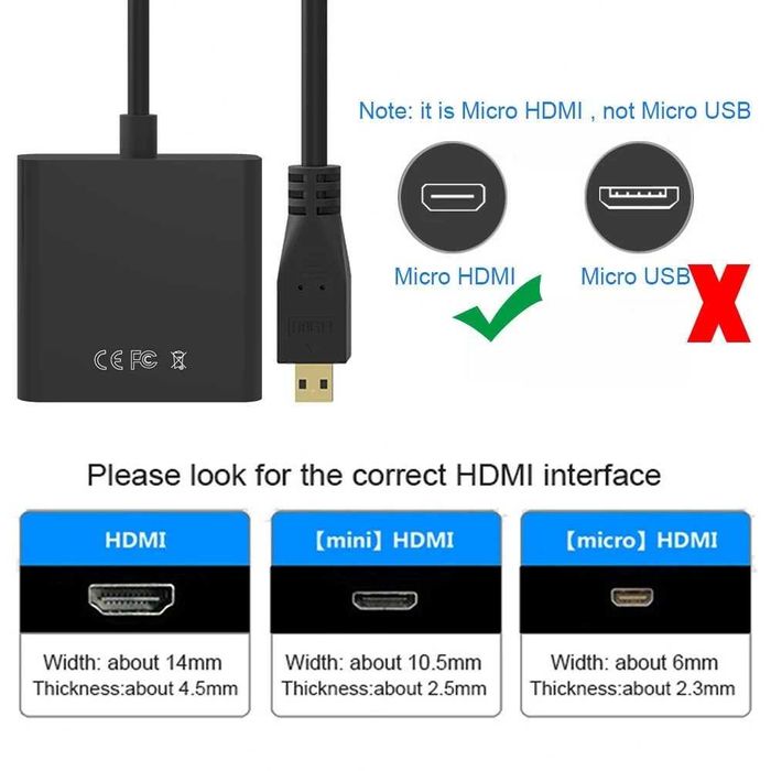 Adaptor convertor micro HDMI la VGA + cablu audio pt tableta proiector