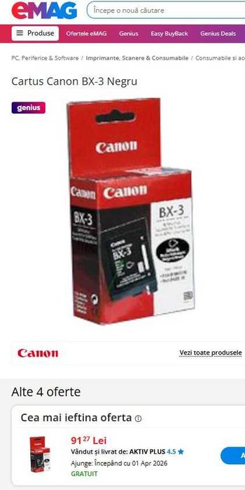 cartus imprimanta Canon BX 3 negru original sigilat