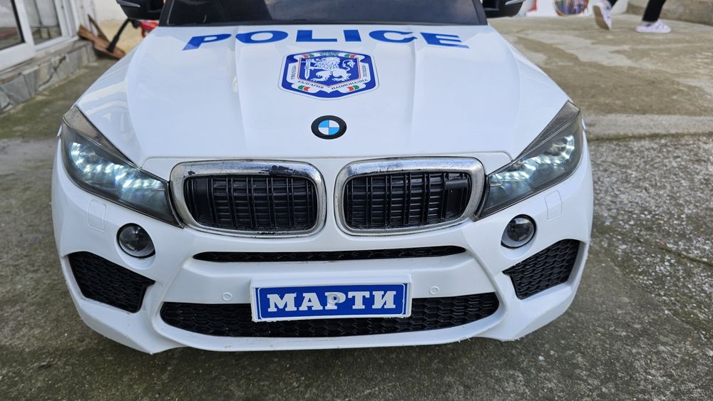 BMW X6 детска електрическа кола Police – дистанционно, LED
