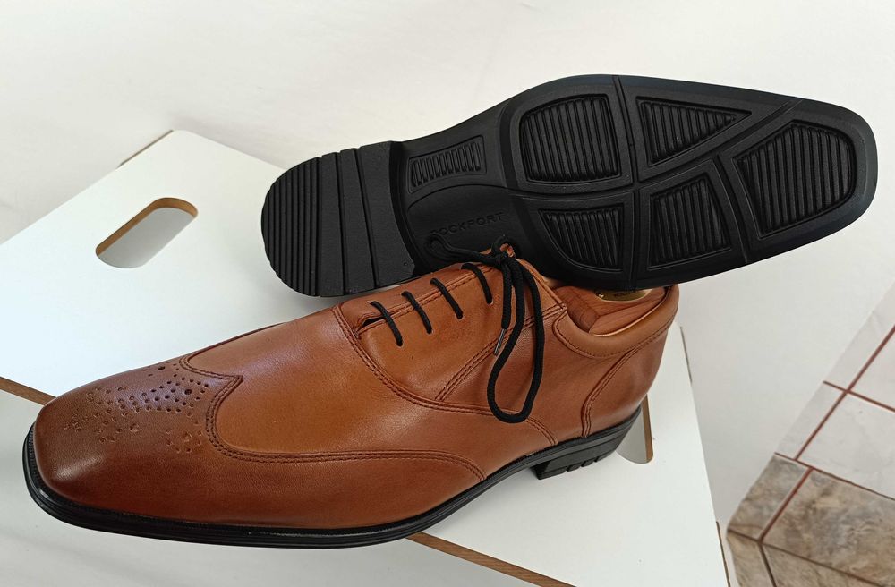 Pantofi oxford 46.5 47 premium Rockport NOI piele naturala moale