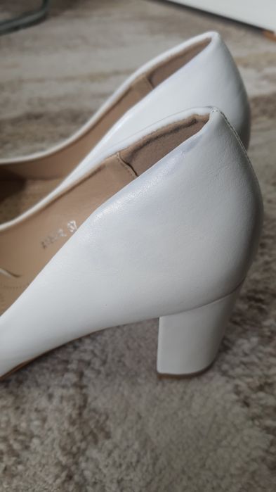 Pantofi Damă Eleganți cu Toc Gros Alb-Negru