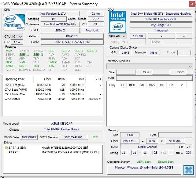 Laptop Asus X551 CAP Intel Gen 4 15.6 40Cm Windows 10/11