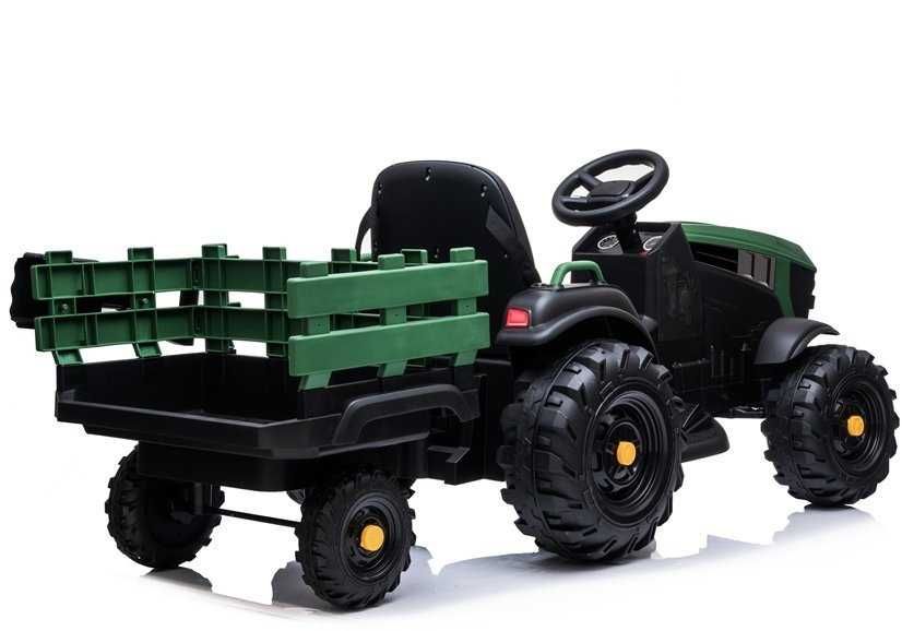 Tractor electric cu remorcă BDM0925, 12V, 2x45W, verde, cu telecomandă