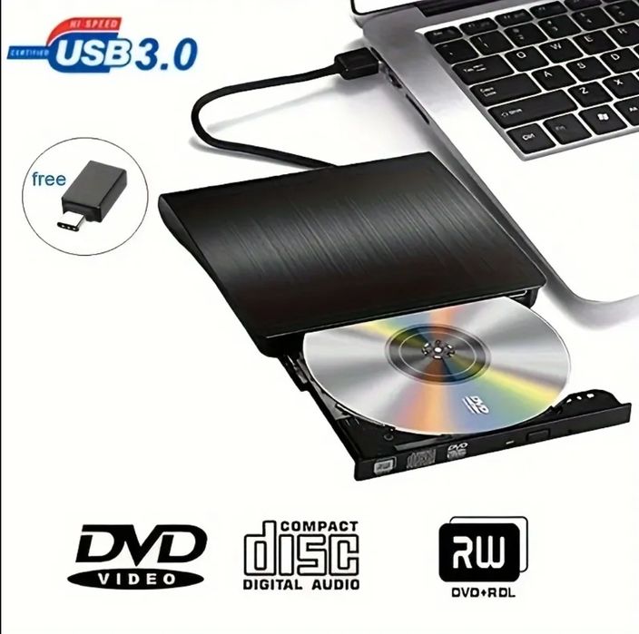 DVD CD Player Extern , Unitate optică citire și scriere CD DVD Laptop