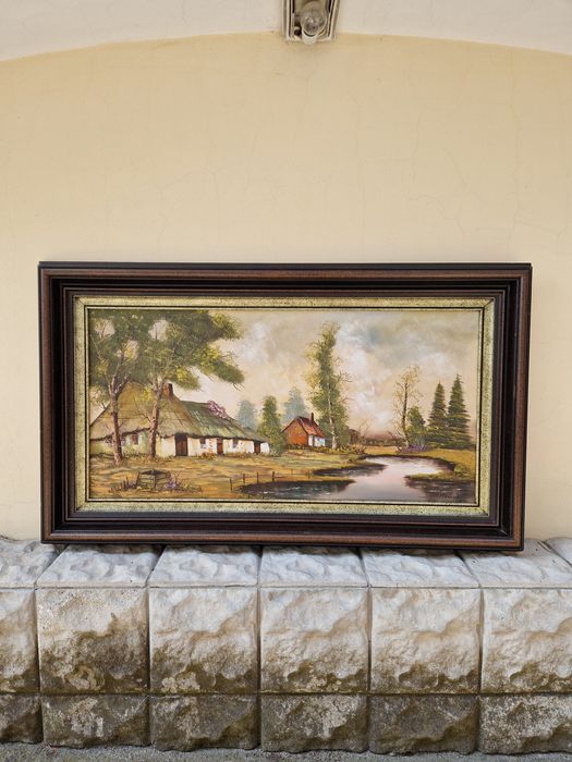 Страхотна голяма антикварна авторска картина