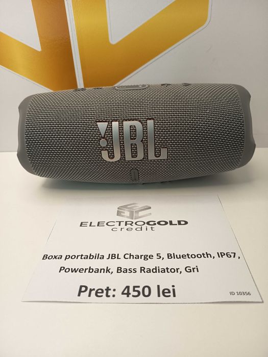 Boxa portabila JBL Charge 5 PartyBoost Powerbank/Bluetooth/IP67/40W/Grey ID10356