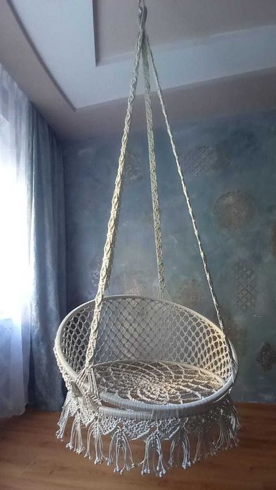 Подвесное кресло-гамак, плетеное макраме