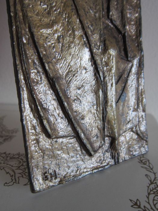 cadou rar Fecioara Maria cu pruncul, bronz E.Huber Austria1988