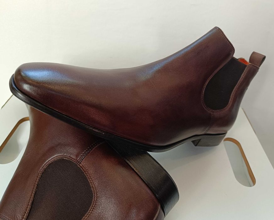 Ghete chelsea 43 43.5 plain toe premium GREVE NOI piele naturala moale