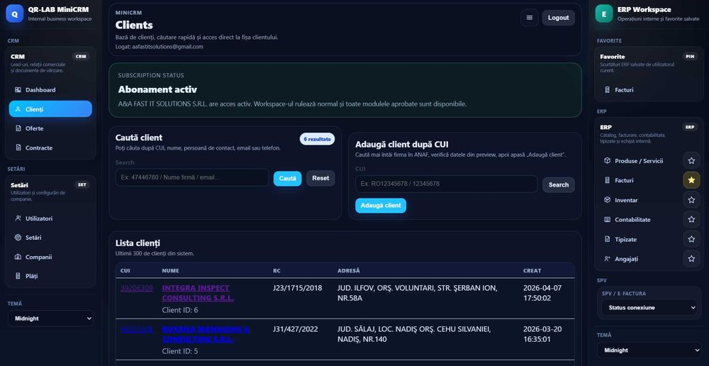 MINICRM & ERP cu integrare E-Factura