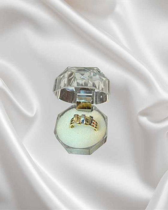 Inel din aur galben cu aur alb 14K, 3,23 grame