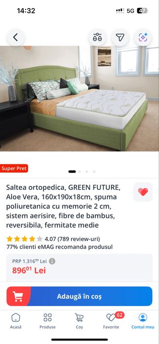 Vand saltea ortopedica Green Future