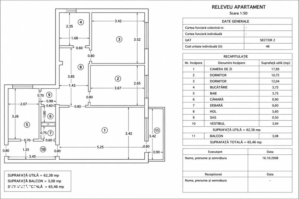 Ap 3 Camere | Soseaua Pantelimon | 65,5 mp  | Balcon |