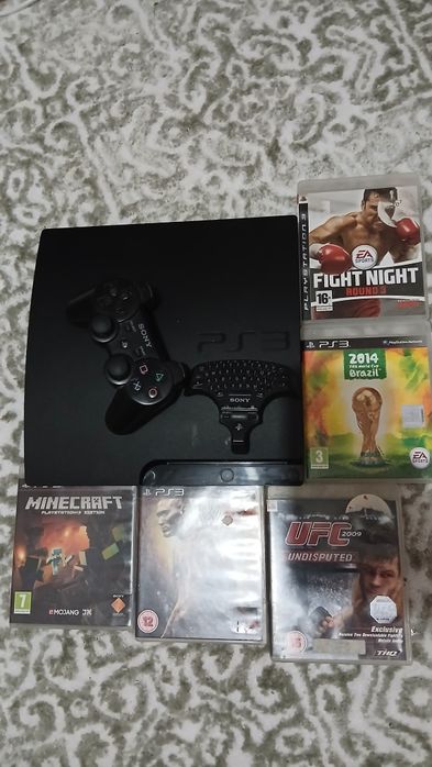 PS3 Slim + controller cu keypad chatpad original + jocuri RAR