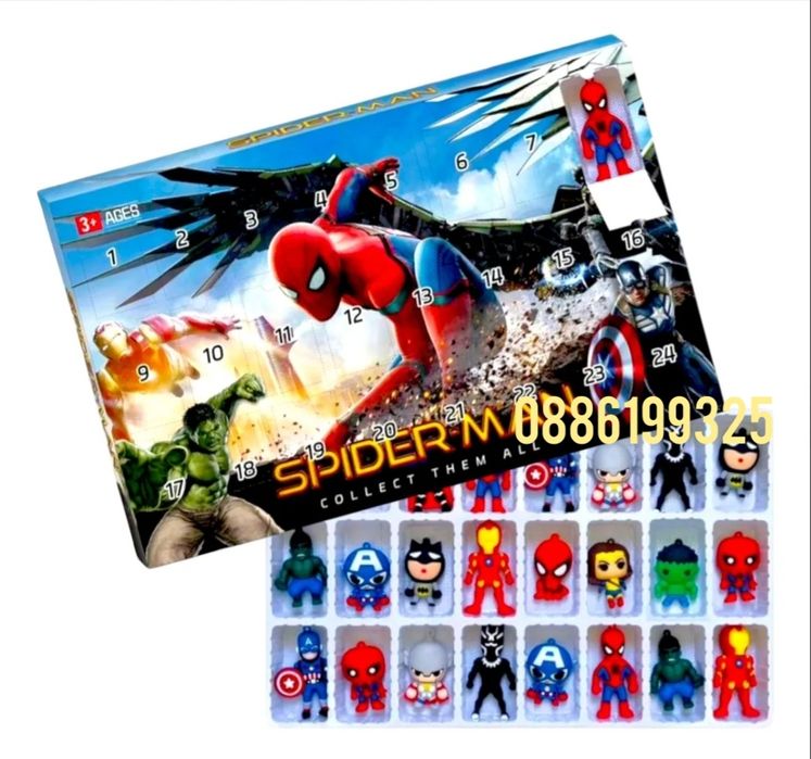 Адвент Календар Спайдърмен Avengers фигурки, 24 броя Spiderman фигурки