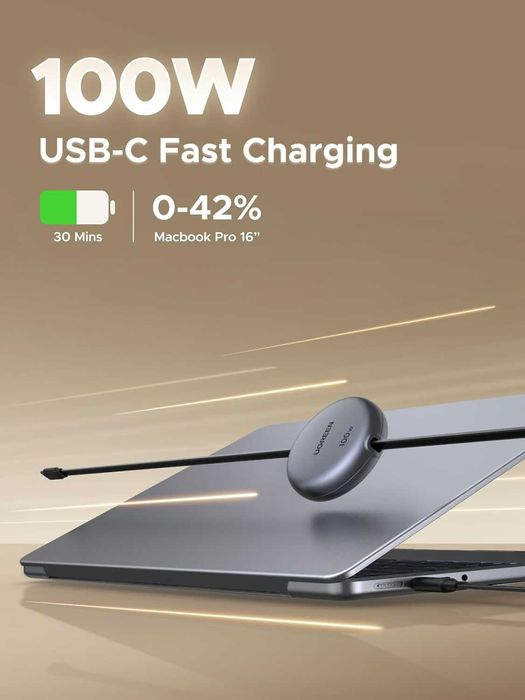 Зарядное устройство UGREEN Nexode мощностью 100W с выдвижным USB-C