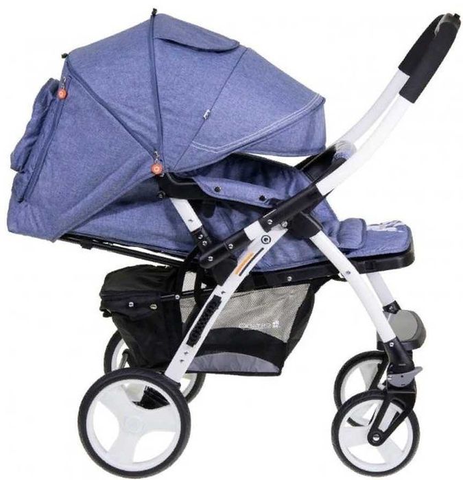 Коляска прогулочная Adamex Quatro Monza Jeans, синий