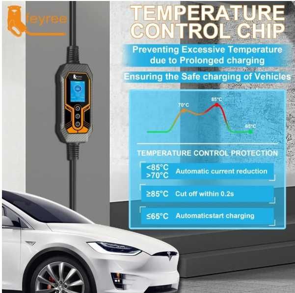 Мобилна Зарядна Станция за Електромобил Feyree Type2 32A 7KW Еднофазен Wi-Fi APP контрол Type2