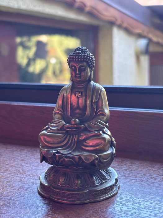 Superbă figurină Buddha Amitabha/bronz masiv/11cm×6,5cm.