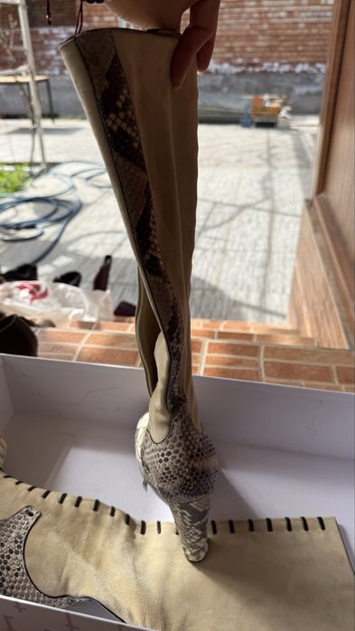 Flower сапоги замша"рептилия"