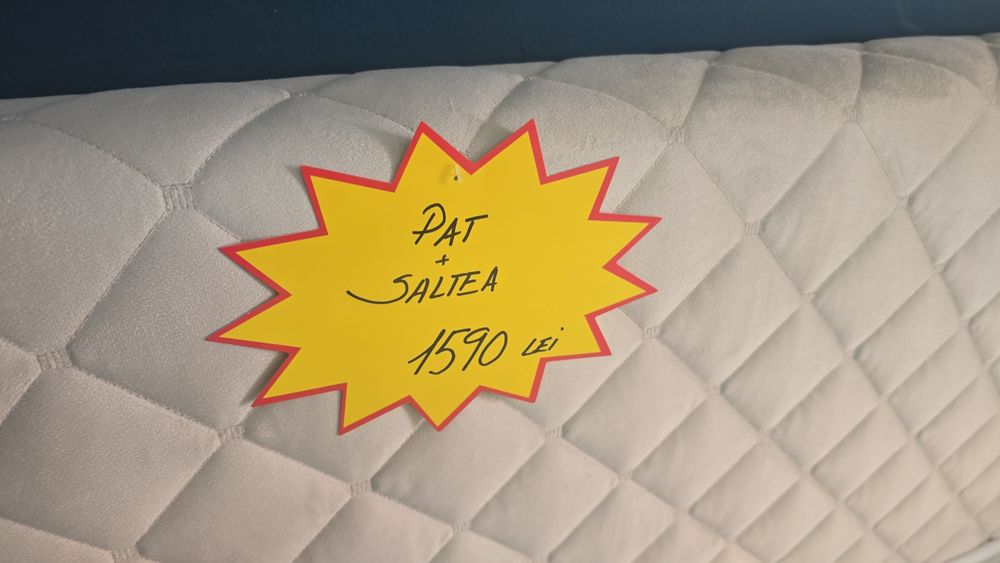 Set  Pat.+ Saltea + depozitare + somiera rabatabilă