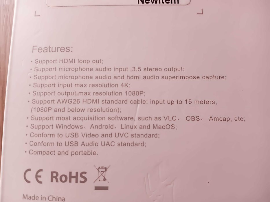 Placă de captură HDMI 4K USB – Nouă, 1080p, Loop Out