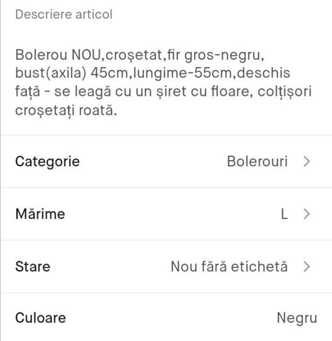 Vesta croșetata - bolerou