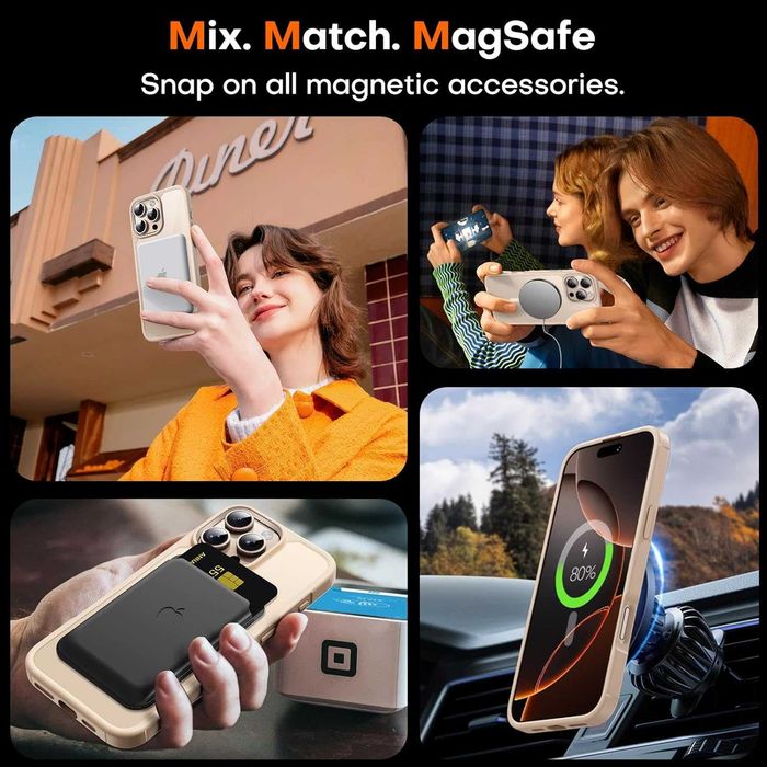 TAURI iPhone 16 Pro Max Husa Gold MagSafe Sticla Temperata Protectie 15FT Anti Soc Anti Zgarieturi