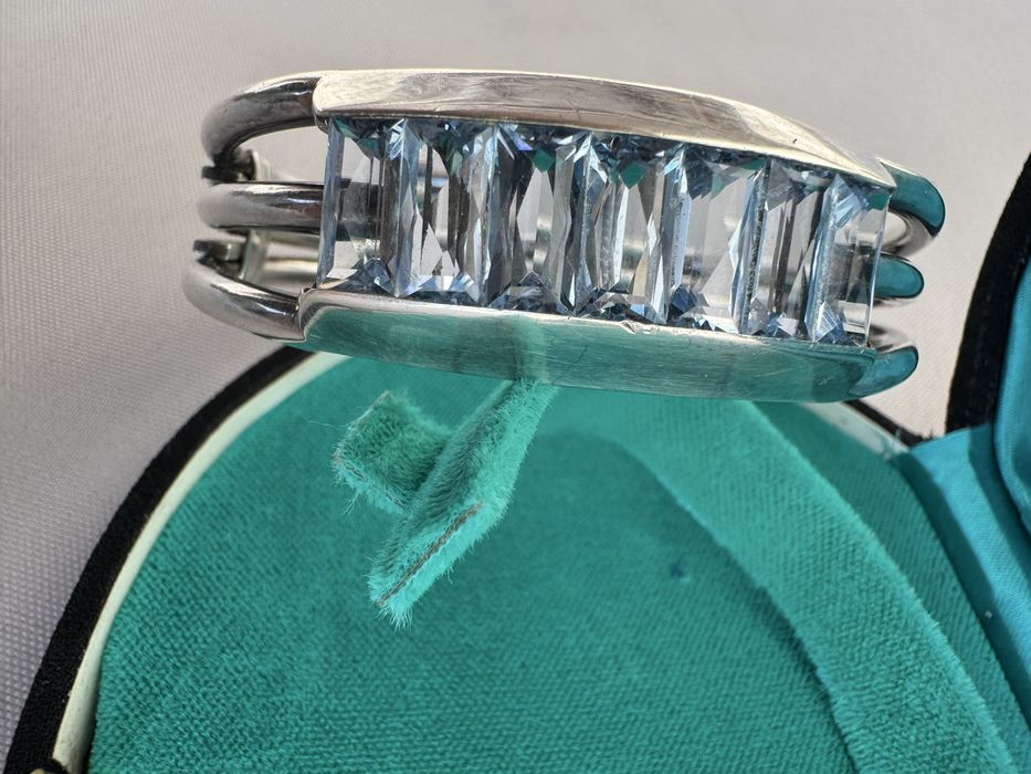 Bratara Art Deco din argint si acvamarine