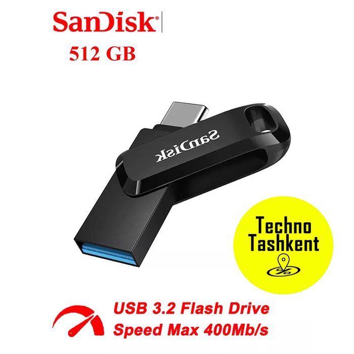 USB/Type C флешка Sandisk Ultra Dual Drive Go 512Gb, USB 3.2 400 Mb/s