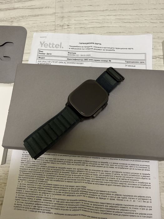 КАТО НОВ Apple Watch Ultra 2 Black LTE 24м. Yettel