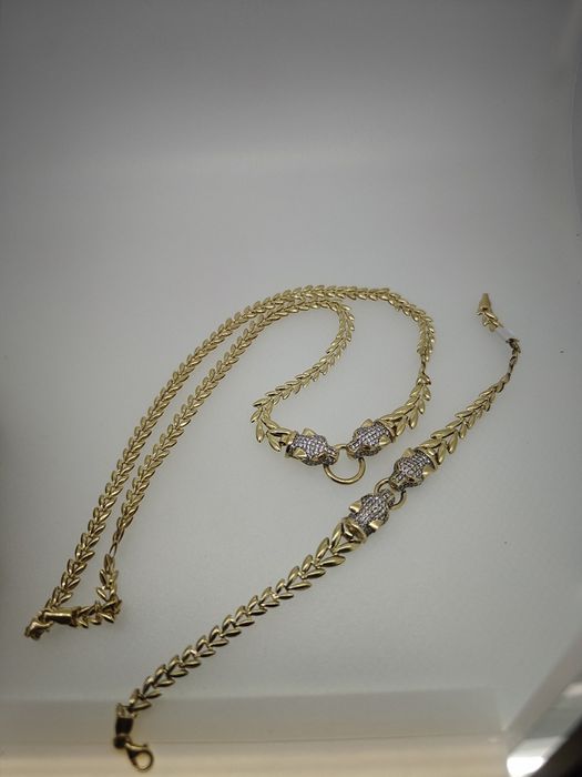 Set lanț și brățară aur 14k (r)