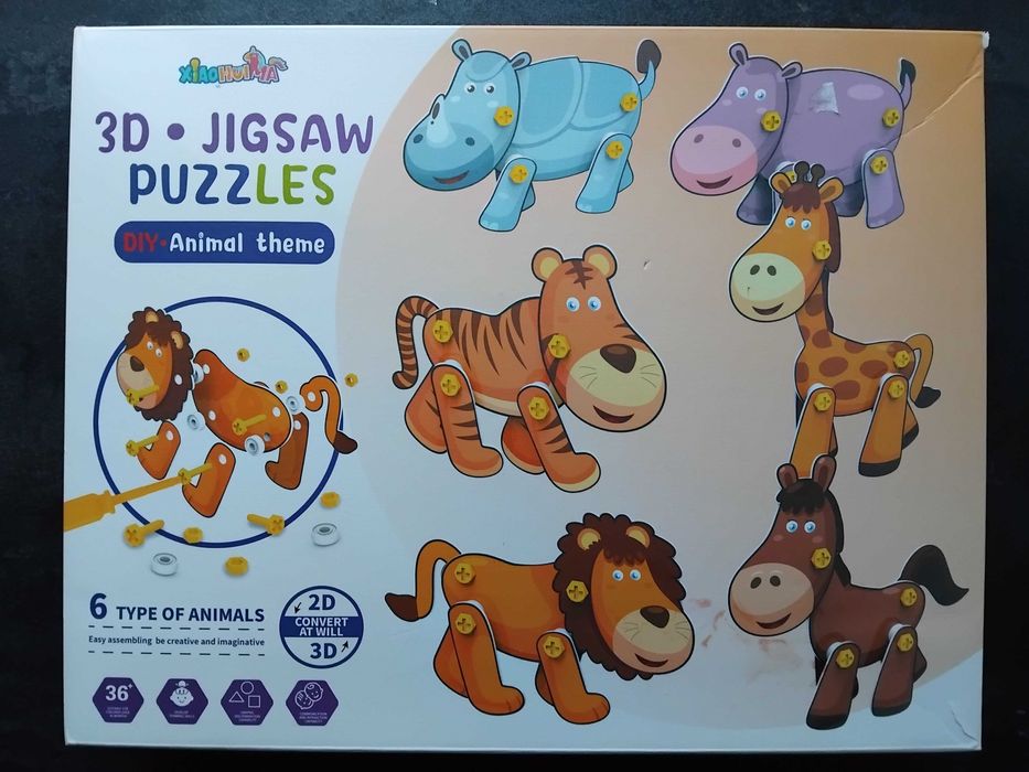 3D Пъзел, С отвертка, Животни
