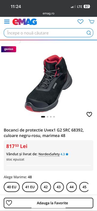 Bocanci de protecție, 37 Uvex1 G2 S3 SRC 68392