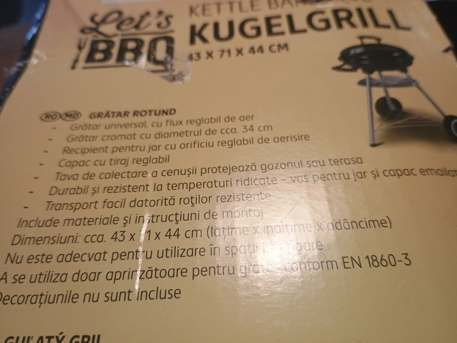 BBQ,Gratar rotund pe carbuni cu capac,roti