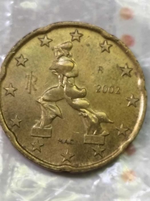 RARA- Moneda de eroare 2002 Italian Euro Cent R